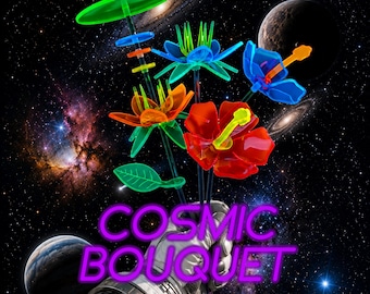 Cosmic Bouquet – Fluorescent Blacklight UV Reactive Neon Acrylic Flower Glow Decor