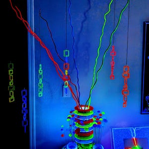 Cosmic Windchime - Retro blacklight reactive mobile that fluoresces under UV light Combo Pack