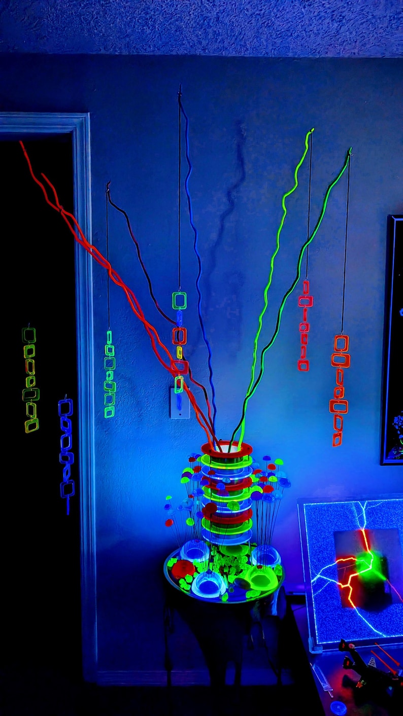 Cosmic Windchime - Retro blacklight reactive mobile that fluoresces under UV light Combo Pack