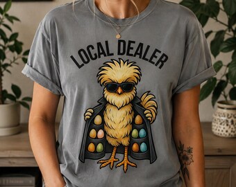 Funny Chicken T-Shirt: Local Egg Dealer Silkie Tee - Farmhouse Humor