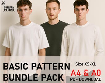 Sewing Pattern Bundle – T-Shirt, Longsleeve & Crewneck – 3 PDF Patterns (XS–XL)