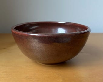 vintage northwest studio pottery bowl 6” diameter x 2.75” tall rustic look interior drip glaze decoration wheel thrown signed