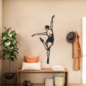 Ballet Dancer Silhouette Metal Wall Art: Elegant Dance Studio Decor