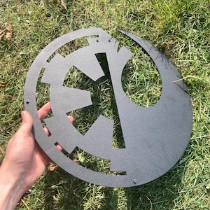 Rebel Empire Metal Wall Art Sign, Rebel Empire Logo Silhouette Decor for Game Room Office Bedroom or Studio, Sci-Fi Fan Gift Idea