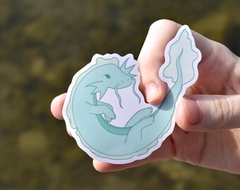 Darren the Water Serpent Vinyl Sticker - Cute Baby Dragon | Unique Fantasy Gift