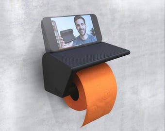MONOLIT – Toilet Paper Holder with Phone & Tablet Stand | Multifunctional | No Drilling | Made in Austria