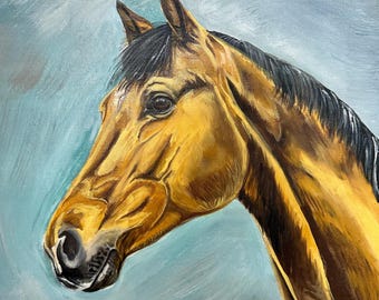 オリジナルアクリル馬の絵画 - 牝馬と子馬の肖像画、50 x 60 cm - Etsy