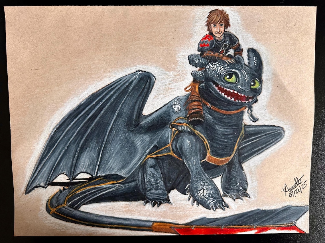 Handmade Drawing/illustration of Toothless and Hiccup/how to Train Your ...
