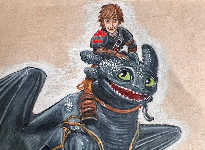 Handmade Drawing/illustration of Toothless and Hiccup/how to Train Your ...