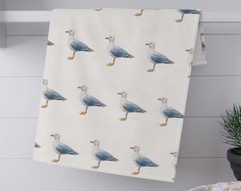 Coastal Kitchen Tea Towels: Nautical Ocean Theme, Linen Cotton