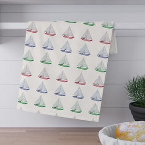 Tea Towels, Coastal Kitchen Decor, Nautical Design, Linen Cotton Hand Towel, Beach House Gift, Ocean Theme, Coastal Cottage, Summer Home