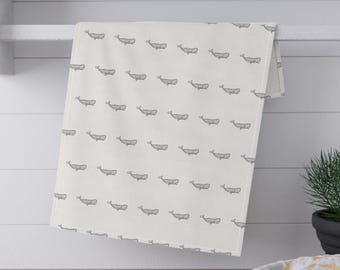 Coastal Kitchen Tea Towel: Nautical Ocean Theme, Linen Cotton Blend