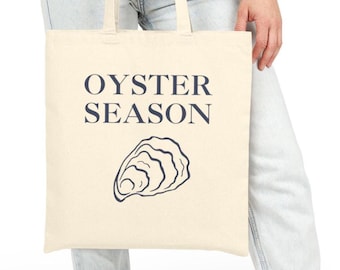 Oyster Graphic Cotton Canvas Tote Bag: Eco-Friendly Beach Bag