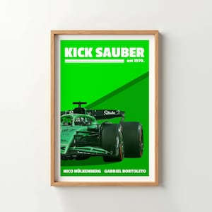 Sauber F1 Poster, Modern Gabriel Bortoleto Print, Nico Hulkenberg Wall Art, Racing Formula One Car, Minimalist Formula 1 Canvas Poster