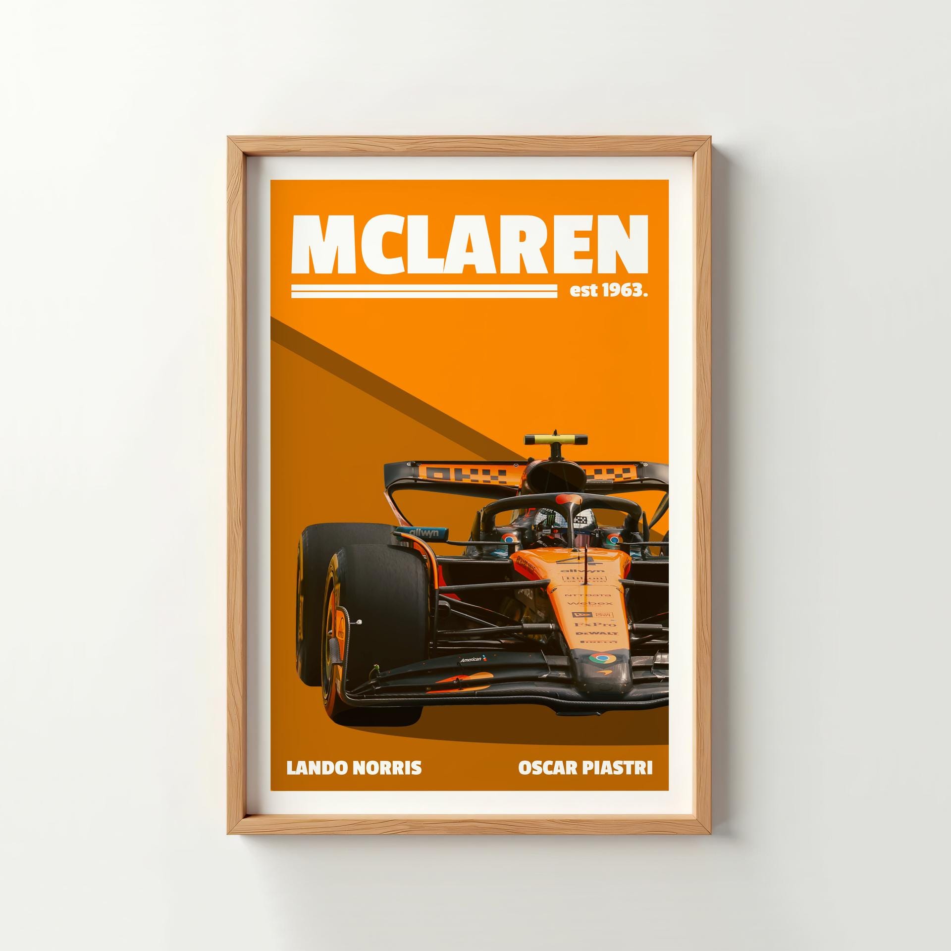 Mclaren F1 Poster, Modern Lando Norris Print, Orange Oscar Piastri