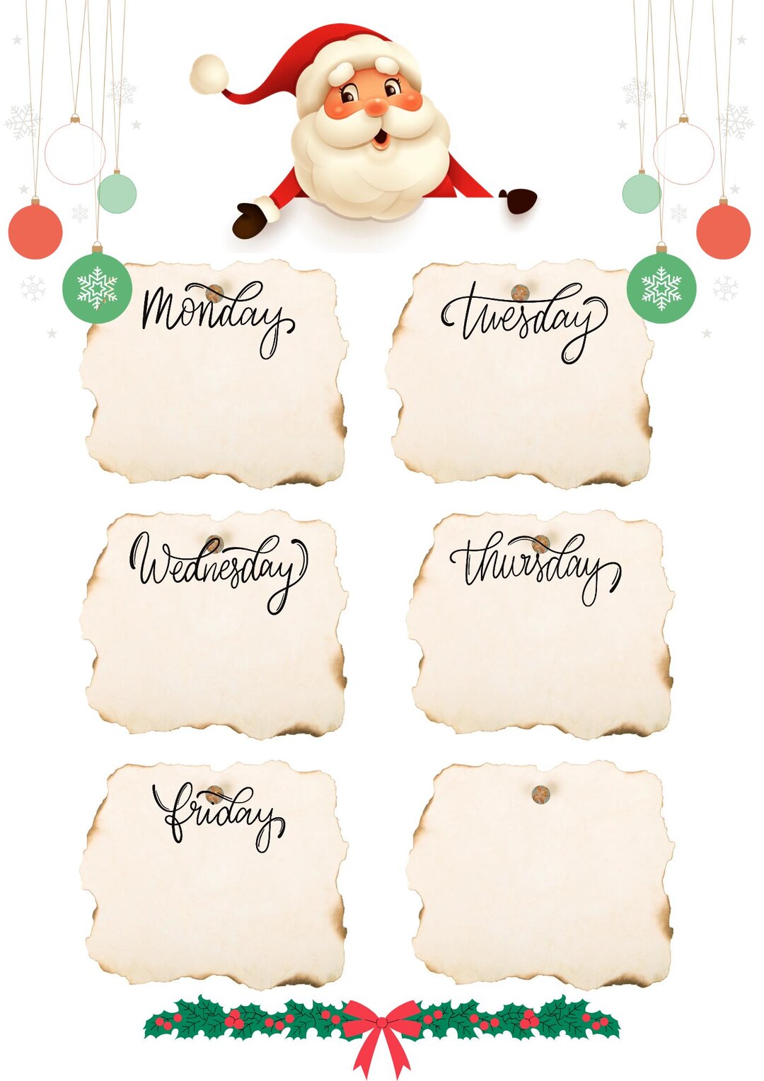 Christmas Weekly Planner | Printable Santa Claus To-do List | Festive ...