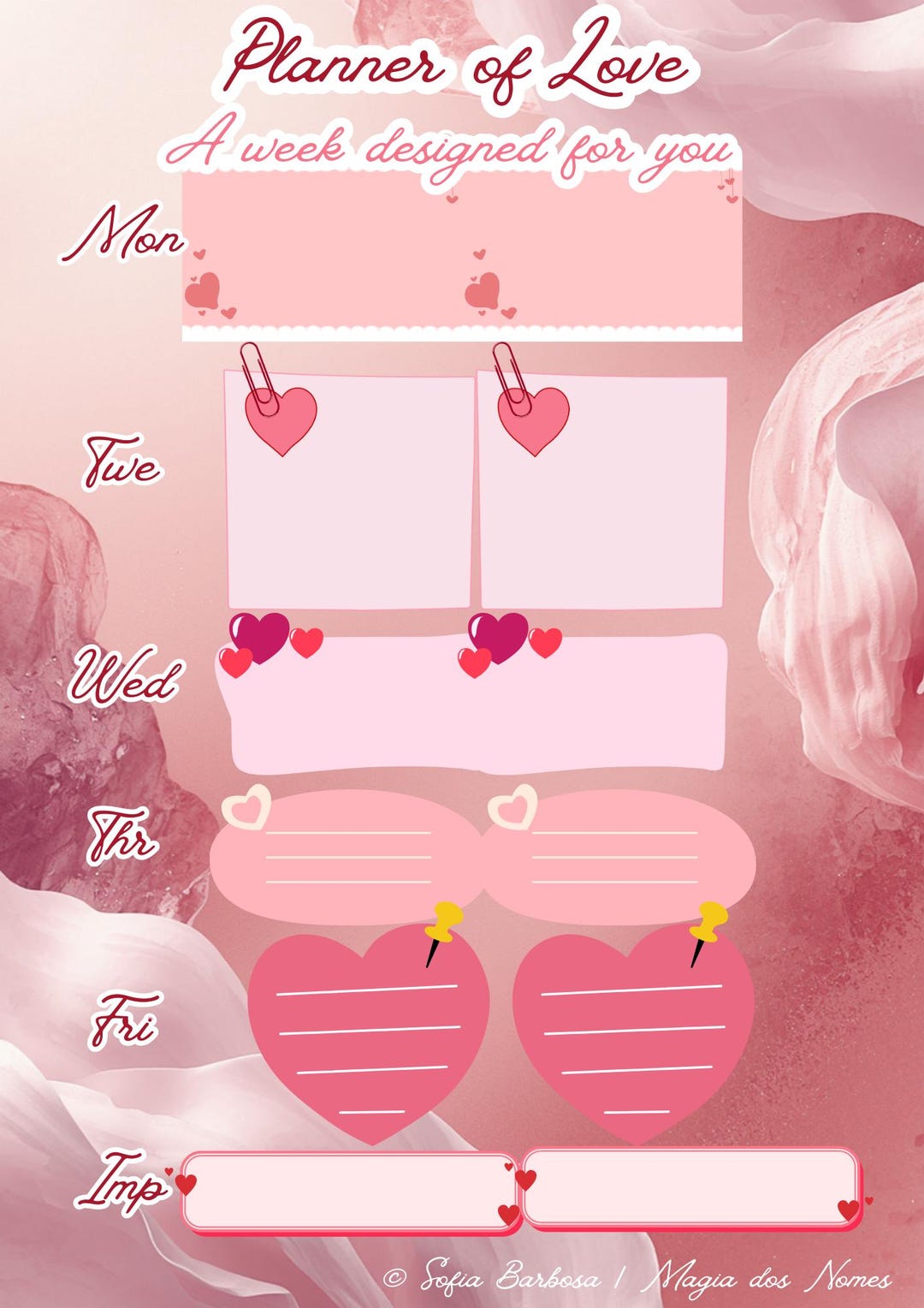 Printable Weekly Planner | Love Planner | Romantic Weekly Planner ...
