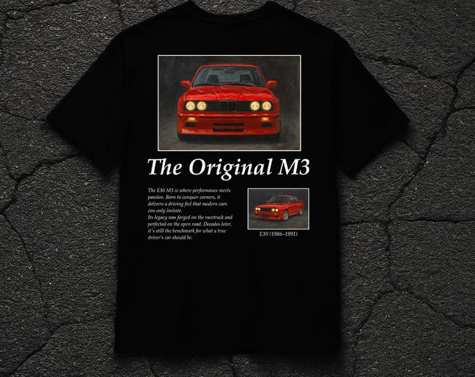 BMW E30 M3 Vintage Car T-Shirt Black