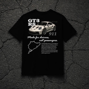 GT3 RS Car T-Shirt Black - Euro Car Enthusiast Tee - Automotive Graphic Shirt - Gift for Car Lovers