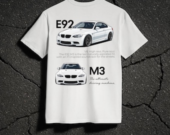 BMW E92 M3 Car T-Shirt WHITE