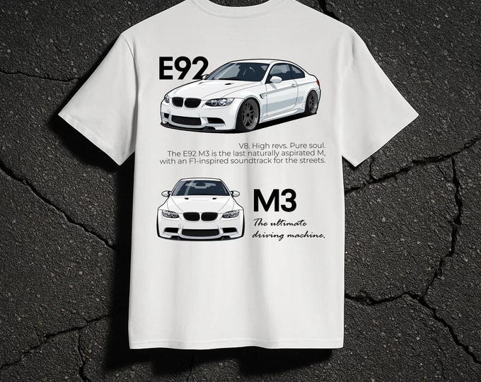 BMW E92 M3 Car T-Shirt WHITE