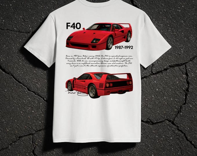 Ferrari F40 Car White T-Shirt