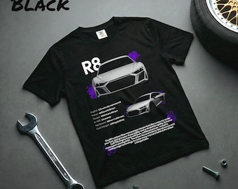R8 Car T-Shirt | Audi Car Enthusiast Tee | Gift for Car Lovers & Motorsport Fans