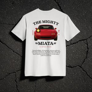 Miata Car T-Shirt WHITE - JDM Car Enthusiast Tee - Vintage Japanese Automotive Graphic Shirt - Gift for Car Lovers