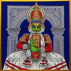 Kathakali Digital Art: Kerala Mural, Kolam-Inspired (SVG, JPG, PDF Downloadable Files)