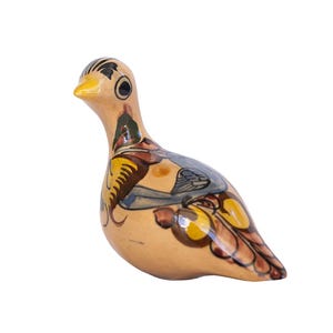 Vintage 1970s Tonala Mexico Pottery Bird Figurine Signed JS