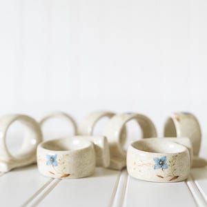 Vintage Mikasa Napkin Rings - Set of 8- Garden Club &quot;Day Dreams&quot; Blue Floral- Made in Japan- 1970s tableware