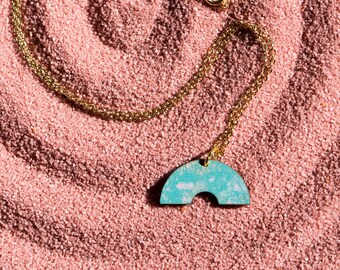 Dappled Arc Necklace - Mint Green and Soft Pink