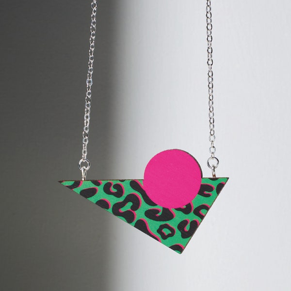 Gloria - Leopard Print Triangle Necklace - Statement Jewellery