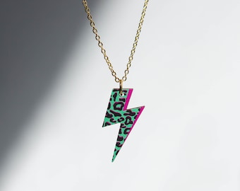 Rebel Rebel Lightning Bolt Necklace - Leopard Print Jewellery