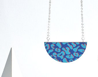 Donna Statement Necklace - Leopard Print Necklace - Blue