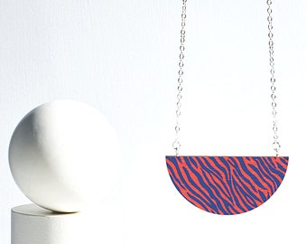 Tina Half Moon Necklace - Tiger Print Necklace