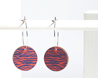 Tiger Print Hoop Earrings - Animal Print Jewellery - Statement Earrings - Colourful Funky Hoop Earrings - Unusual Jewellery for Women