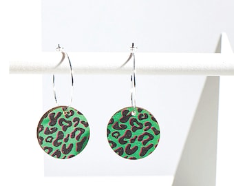 Leopard Print Hoop Earrings - Funky Jewellery - Animal Print Colourful Earrings -Jewellery for colour lovers - Bright & Bold Statement Hoops