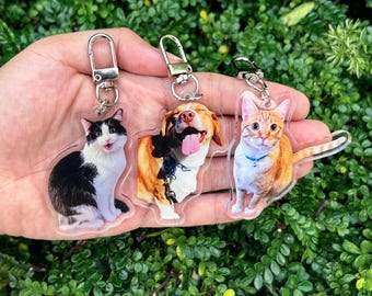 Regalos de Navidad para amantes de las mascotas, llavero de gato personalizado, llavero acrílico con retrato de mascota, llavero con foto de mascota, regalo conmemorativo para mascota, llavero con logotipo personalizado