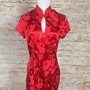 Oriental satin cheap dress
