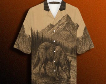 Spirits of the Canadian Wild - Cuban Collar Shirt - 100% Cotton
