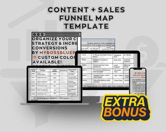 Content And Sales Funnel Strategy Map | Editable PDF + Bonus Page | Funnel Planner for Coaches & Creators
