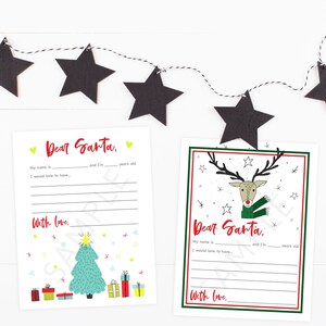 Brief aan de kerstman: set van 2 afdrukbare kerstverlanglijsten