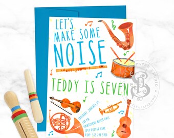 Colorful Music Birthday Party Invitations for Kids