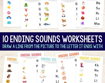 10 Worksheets for Learning Ending Sounds | Pre-K and Kindergarten Phonics