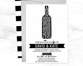 Stock the Bar Shower Invitation - Black and White Couples Shower