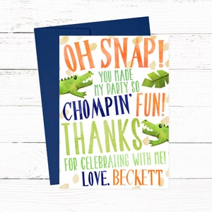 Alligator Thank You Note Cards | Alligator Birthday Party Stationery