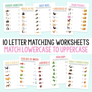 10 Letter Matching Worksheets | Match Lowercase to Uppercase Letters for Kindergarten & Pre-K