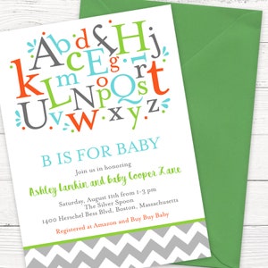 B is for Baby Alphabet Baby Shower Invitation