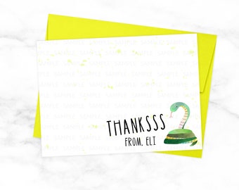 Biglietti di ringraziamento a tema serpente - Articoli di cancelleria personalizzati per bambini con tema rettile